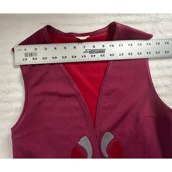 Vintage Womens Floral Embroidered Vest Pink Red Open Front Lightweight Japanese - Picture 4 of 6